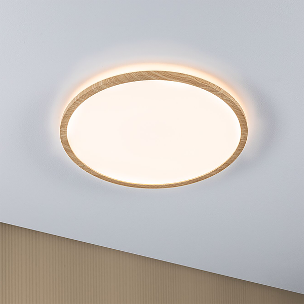 LED-Deckenleuchte Atria Shine Rund Oak - Kunststoff / Eiche Optik - Braun - 1-flammig - Durchmesser: 42 cm - Warmweiß