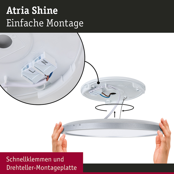 LED-Deckenleuchte Atria Shine Rund Oak - Kunststoff / Eiche Optik - Braun - 1-flammig - Durchmesser: 42 cm - Warmweiß