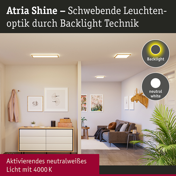 LED-Deckenleuchte Atria Shine Oak - Kunststoff / Eiche Optik - Braun - 1-flammig - Universalweiß