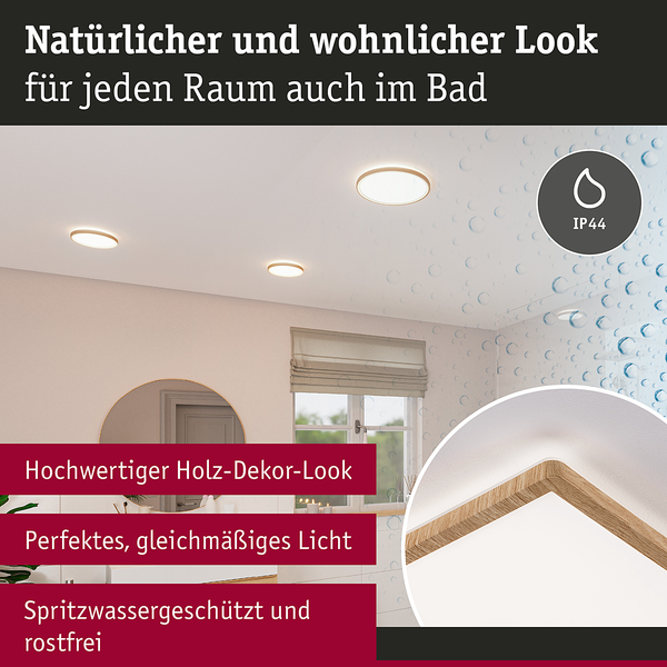 LED-Deckenleuchte Atria Shine Oak - Kunststoff / Eiche Optik - Braun - 1-flammig - Universalweiß