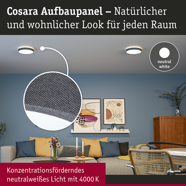 LED-Deckenleuchte Cosara Typ B - Kunststoff / Textil - Grau - 1-flammig - Grau