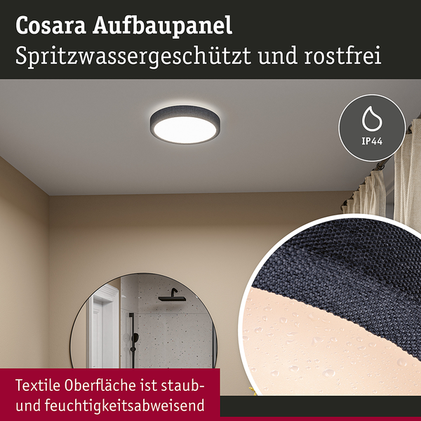 LED-Deckenleuchte Cosara Typ A - Kunststoff / Textil - Grau - 1-flammig - Grau