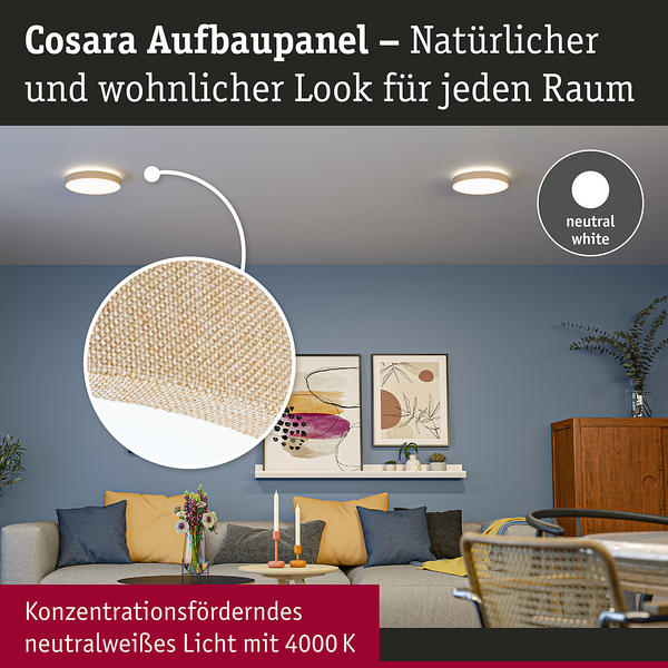 LED-Deckenleuchte Cosara Typ B - Kunststoff / Textil - Beige - 1-flammig - Beige