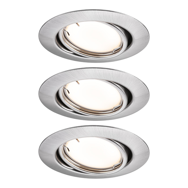 LED-Einbauleuchte Coin 3er-Set Dimmbar - Metall - Grau - 1-flammig - Grau