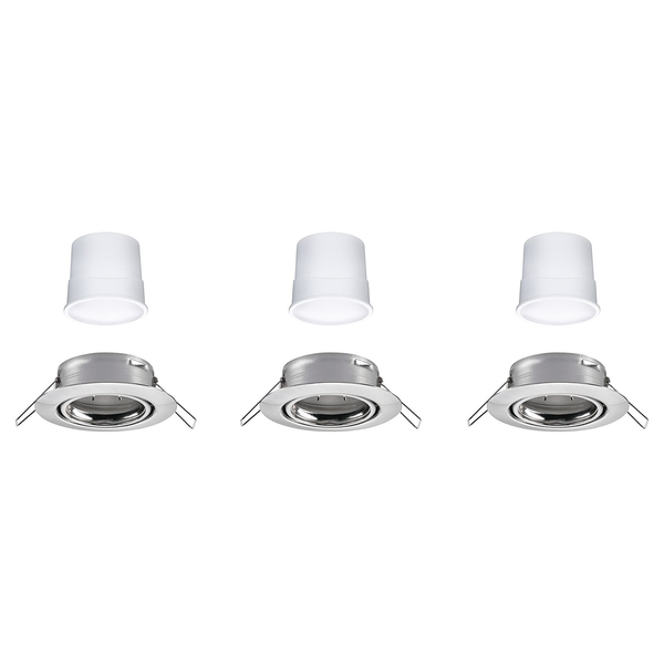 LED-Einbauleuchte Coin 3er-Set Dimmbar - Metall - Grau - 1-flammig - Grau