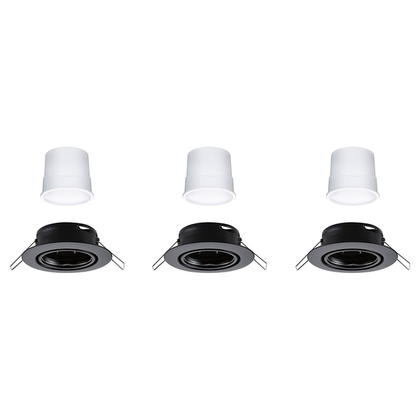 LED-Einbauleuchte Coin 3er-Set RGBW - Metall - Schwarz - 1-flammig - Schwarz