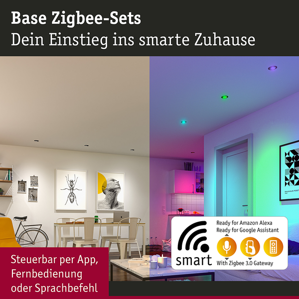 LED-Einbauleuchte Coin 3er-Set RGBW - Metall - Schwarz - 1-flammig - Schwarz