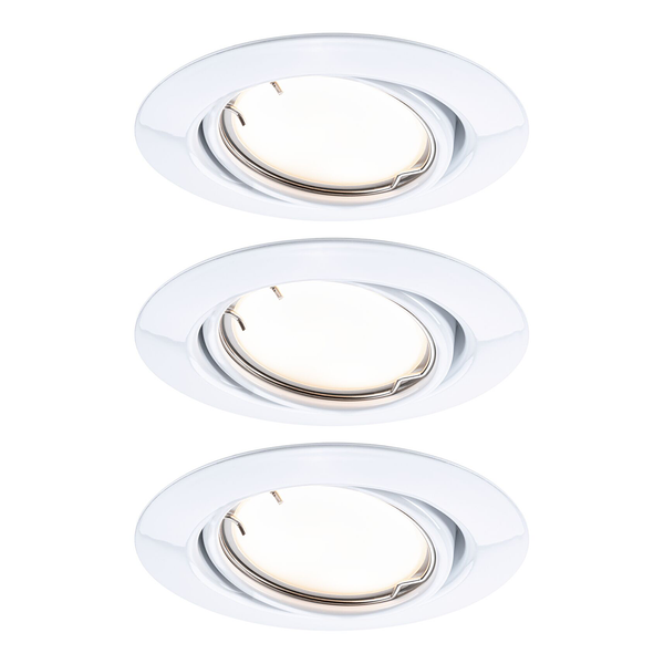 LED-Einbauleuchte Coin 3er-Set Dimmbar - Metall - Weiß - 1-flammig - Weiß