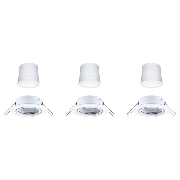 LED-Einbauleuchte Coin 3er-Set Dimmbar - Metall - Weiß - 1-flammig - Weiß