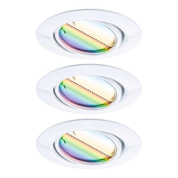 LED-Einbauleuchte Coin 3er-Set RGBW - Metall - Weiß - 1-flammig - Weiß