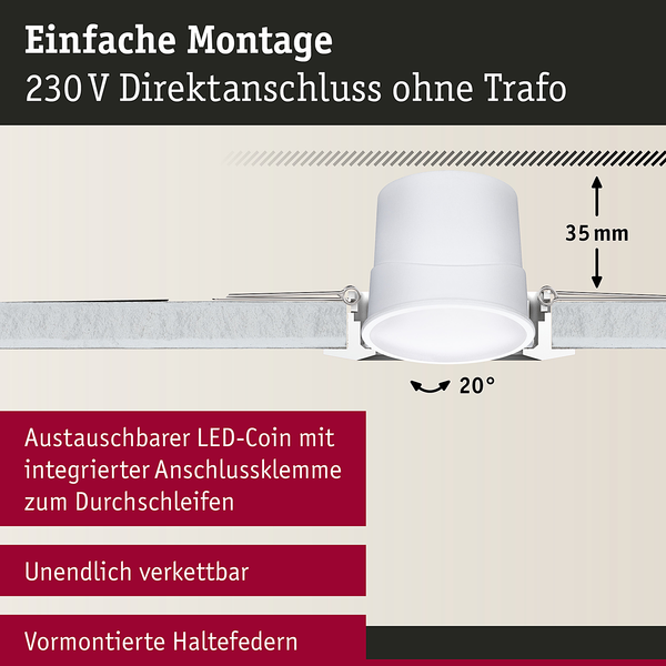 LED-Einbauleuchte Coin 3er-Set RGBW - Metall - Weiß - 1-flammig - Weiß