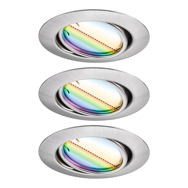 LED-Einbauleuchte Coin 3er-Set RGBW - Metall - Grau - 1-flammig - Grau