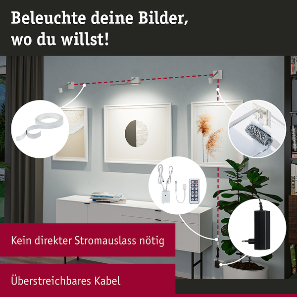 LED-Bilderleuchte Adelia - Metall / Kunststoff - Grau - 1-flammig