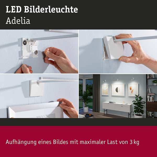 LED-Bilderleuchte Adelia - Metall / Kunststoff - Grau - 1-flammig
