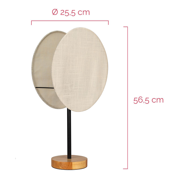 Tischleuchte Boho Darling - Metall / Holz teilmassiv / Textil - Beige - 1-flammig
