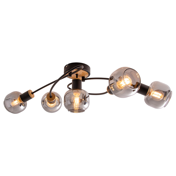Deckenleuchte Fumoso - Klarglas / Eisen - Schwarz / Braun
