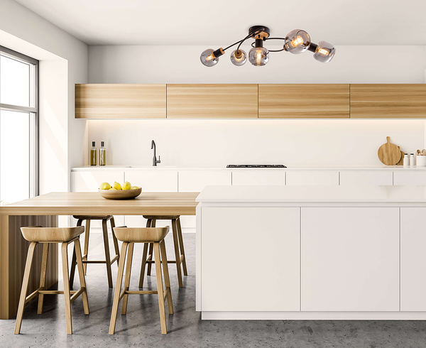 Deckenleuchte Fumoso - Klarglas / Eisen - Schwarz / Braun