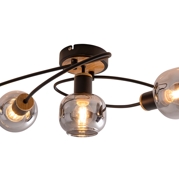 Deckenleuchte Fumoso - Klarglas / Eisen - Schwarz / Braun
