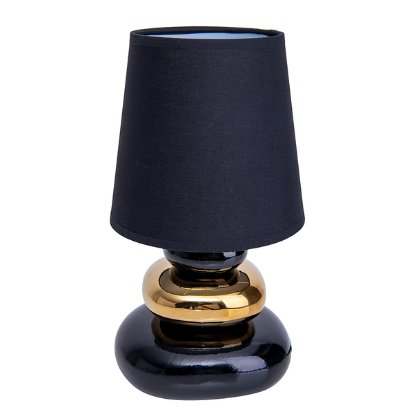 Tischleuchte Stoney - Eisen / Baumwollstoff - Schwarz / Gold