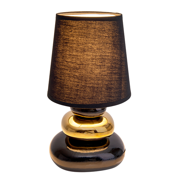 Tischleuchte Stoney - Eisen / Baumwollstoff - Schwarz / Gold