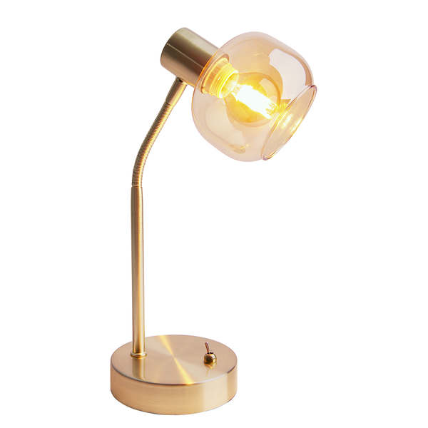 Tischleuchte Libby - Klarglas / Eisen - Gold