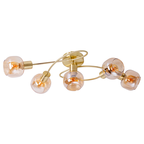 Deckenleuchte Libby 5-flammig - Klarglas / Eisen - Gold