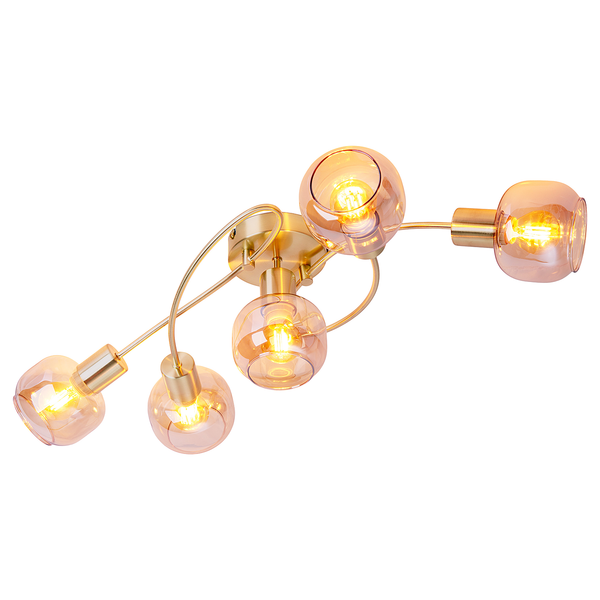 Deckenleuchte Libby 5-flammig - Klarglas / Eisen - Gold