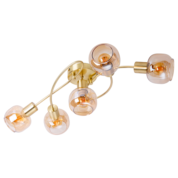 Deckenleuchte Libby 5-flammig - Klarglas / Eisen - Gold