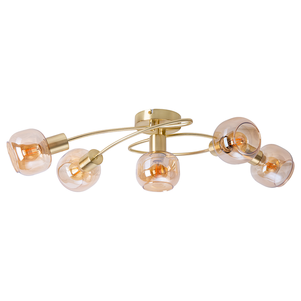 Deckenleuchte Libby 5-flammig - Klarglas / Eisen - Gold