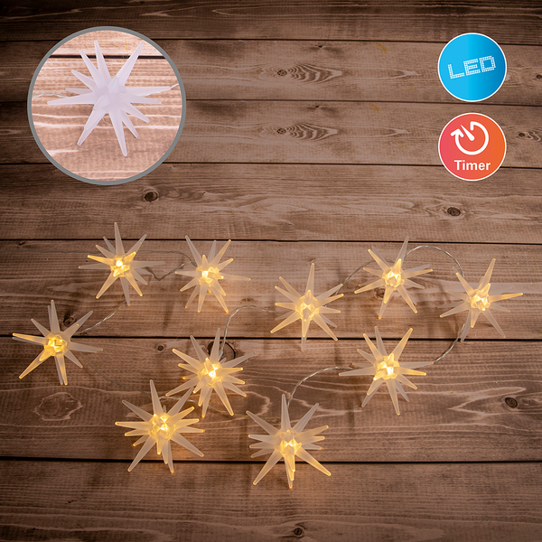 LED-Lichterkette Sterne - Polyester PVC - Weiß