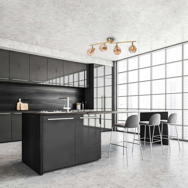 Deckenleuchte Libby 4-flammig - Klarglas / Eisen - Gold