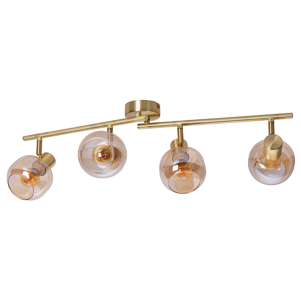 Deckenleuchte Libby 4-flammig - Klarglas / Eisen - Gold