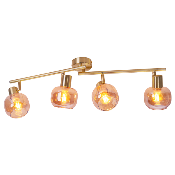 Deckenleuchte Libby 4-flammig - Klarglas / Eisen - Gold