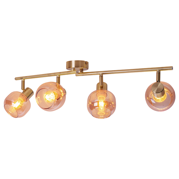 Deckenleuchte Libby 4-flammig - Klarglas / Eisen - Gold