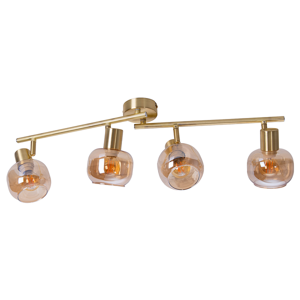Deckenleuchte Libby 4-flammig - Klarglas / Eisen - Gold