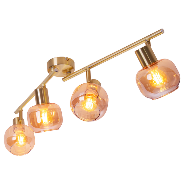 Deckenleuchte Libby 4-flammig - Klarglas / Eisen - Gold