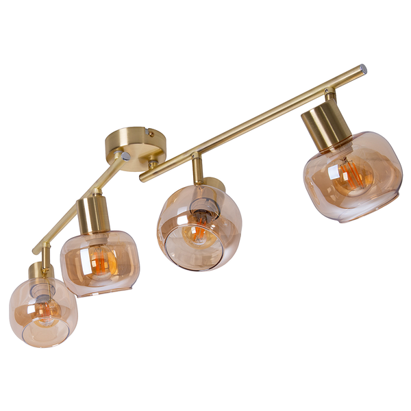 Deckenleuchte Libby 4-flammig - Klarglas / Eisen - Gold