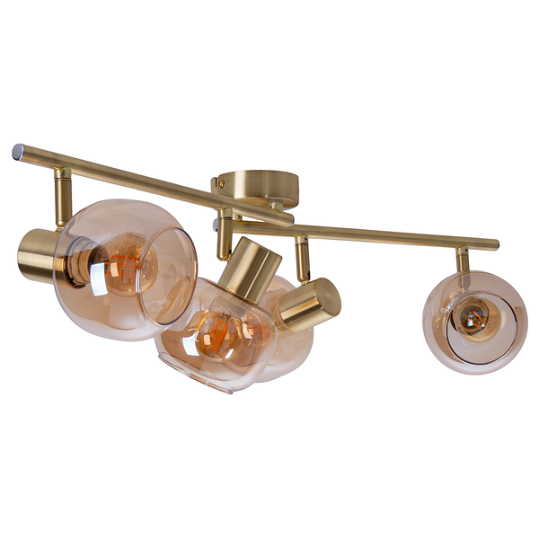 Deckenleuchte Libby 4-flammig - Klarglas / Eisen - Gold