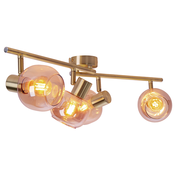 Deckenleuchte Libby 4-flammig - Klarglas / Eisen - Gold