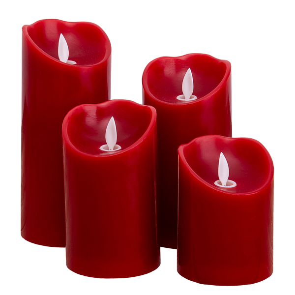 LED-Kerzen Melow 4er-Set - Wachs - Rot
