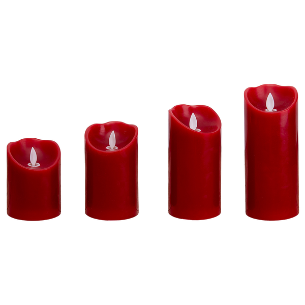 LED-Kerzen Melow 4er-Set - Wachs - Rot