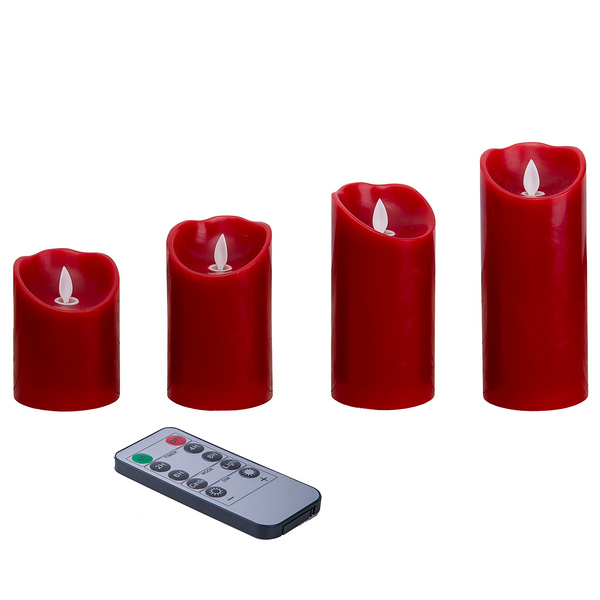 LED-Kerzen Melow 4er-Set - Wachs - Rot