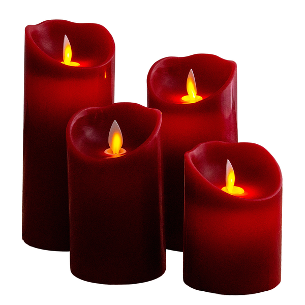 LED-Kerzen Melow 4er-Set - Wachs - Rot