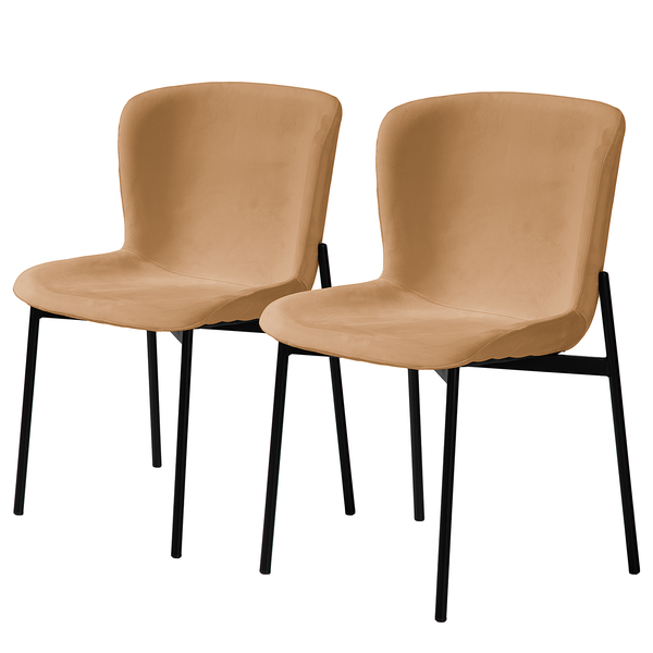 Polsterstuhl MOUZON 2er-Set - Samt Walli: Karamell - Schwarz