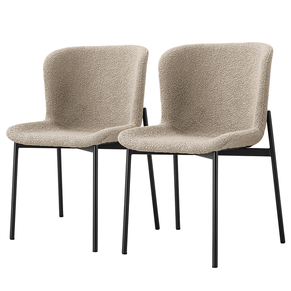 Polsterstuhl MOUZON 2er-Set - Bouclé Stoff Holma: Sand - Schwarz