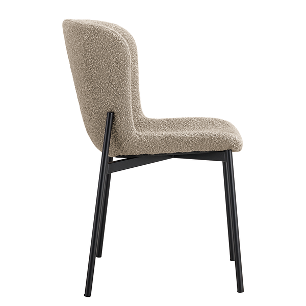 Polsterstuhl MOUZON 2er-Set - Bouclé Stoff Holma: Sand - Schwarz