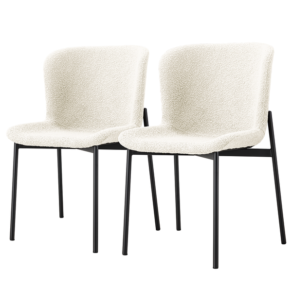 Polsterstuhl MOUZON 2er-Set - Bouclé Stoff Holma: Creme - Schwarz