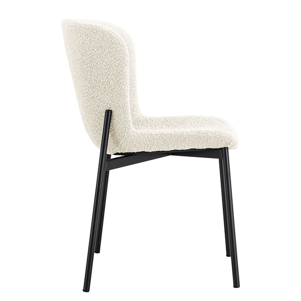 Polsterstuhl MOUZON 2er-Set - Bouclé Stoff Holma: Creme - Schwarz