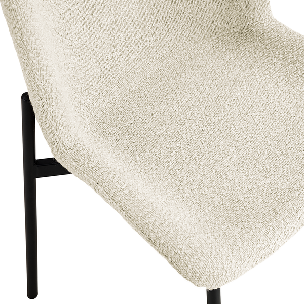 Polsterstuhl MOUZON 2er-Set - Bouclé Stoff Holma: Creme - Schwarz