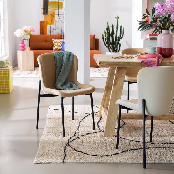 Polsterstuhl MOUZON 2er-Set - Samt Walli: Beige - Schwarz
